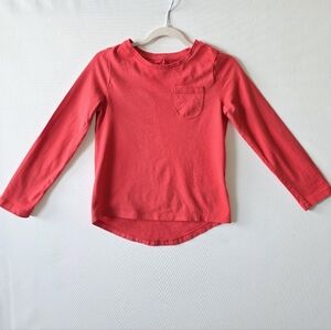 Kids Long Sleeve Pocket Tee in Coral